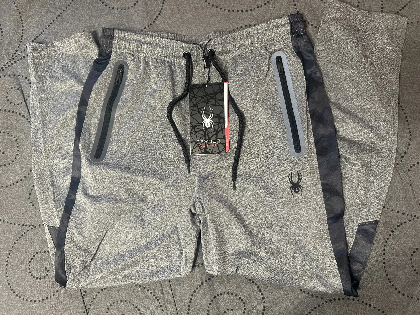 SPYDER ACTIVE HEATHER GRAY & BLACK PANTS SIZE SMALL MEN NWT $78.00