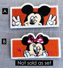 Winking Mickey  Minnie Embroidered Iron on Patch Not Sold As Set