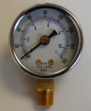 0-160 PSI DRY 1/4" NPT 2" DIAL LOWER MOUNT PRESSURE GAUGE