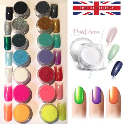Holographic Nail Glitters Powder 14 Stück SET Iridescent Mermaid Effekt Glitzer