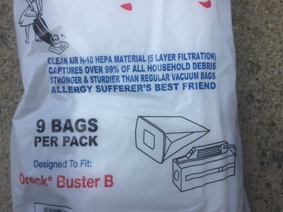 9 cloth HEPA H10 vacuum bag fit Oreck  Buster B  BB Vacuum Cleaner 5 Layer 