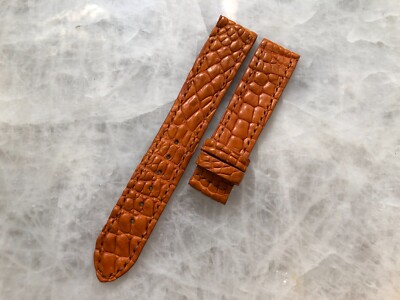 Bright Orange Croc-Embossed Leather Watch Strap rare NEW Vintage 14MM ORANGE CROCODILE EMBOSSED Leather Watch  main image 4