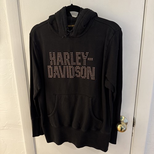 Harley Davidson Women’s Black Logo Hoodie Size X Small $129 Studs - Picture 3 of 8