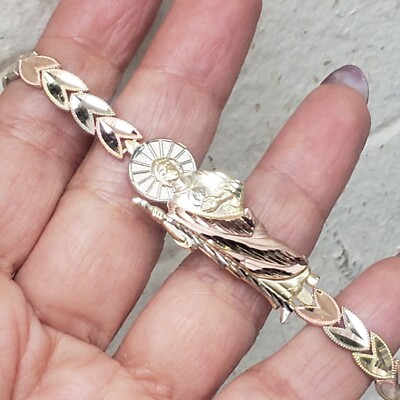 Solid 14k yellow white rose gold saint jude judas bracelet Long 