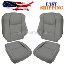 Driver & Passenger Bottom & Top Leather Seat Cover For 2004-2008 Acura TL Gray