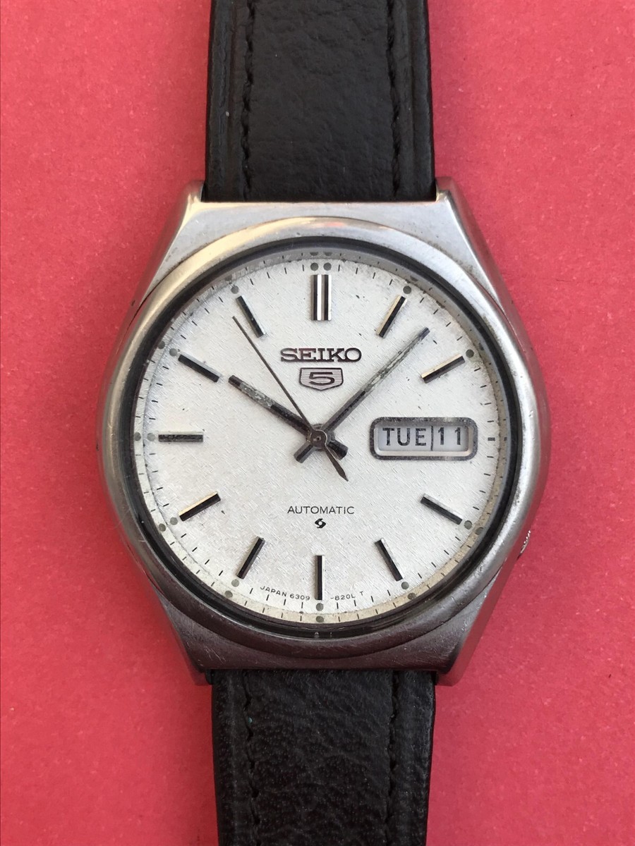 【あやまるさん専用】SEIKO アナログ掛時計 30cm ホワイト Vintage Seiko 5 Automatic Snow Flake White Dial 6309-8190 Japan