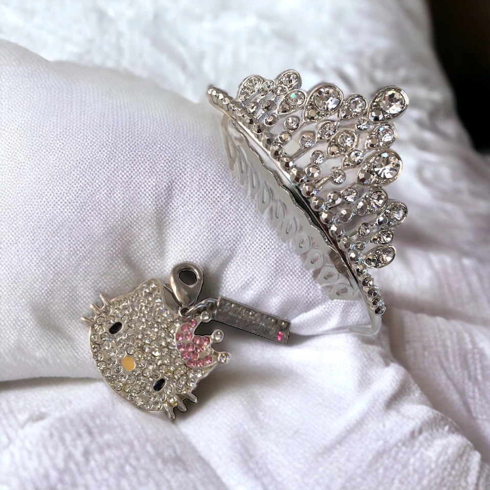 Genuine Crystal Tiara Hair Crown + Hello Kitty Princess Key Chain / Purse Charm - Image 3 of 4