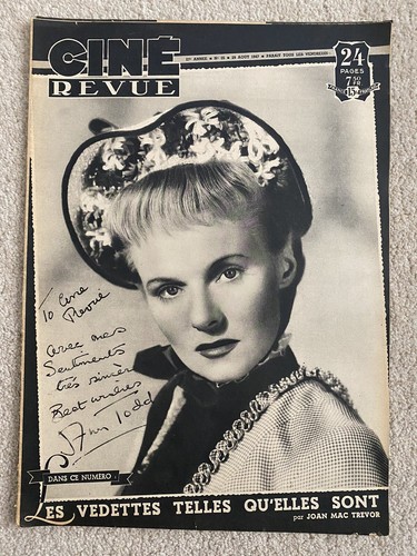 CINE REVUE 29TH AUGUST 1947 ANN TODD / DAN DURYEA / CLAUDE JARMAN JR (FRENCH)