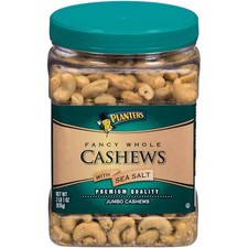 Whole Sea Salt Cashews 34 oz Jar,FAST SHIPPING