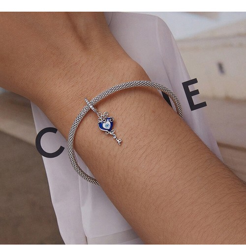 Lucky Eye Hamsa Hand Charm CZ S925 Sterling Silver Beads fit Bracelet & Necklace - Picture 31 of 54