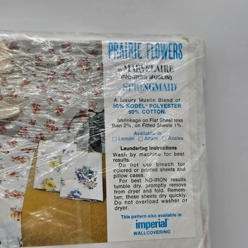 Vintage Springmaid Marvelaire Floral Poppies 90 x 115 Queen Flat Sheet - NOS NEW - Picture 4 of 9