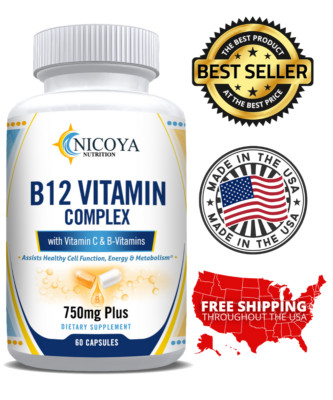 B Complex Vitamin 750MG+ | Super B, Energy, Metabolism, Immune Boost with Vit C