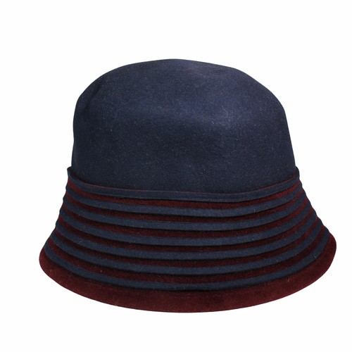 PHILIP TREACY Navy Blue Wool Bucket Hat 