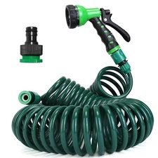 Recoil Hose Garden Hose EVA Curly Water Hose w/ Brass Connectors Watering Hose