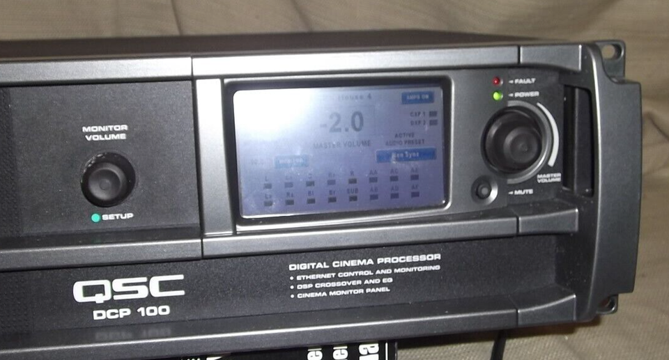 QSC DCP-100 DIGITAL CINEMA PROCESSOR / CROSSOVER / EQ / MONITOR PANEL ...