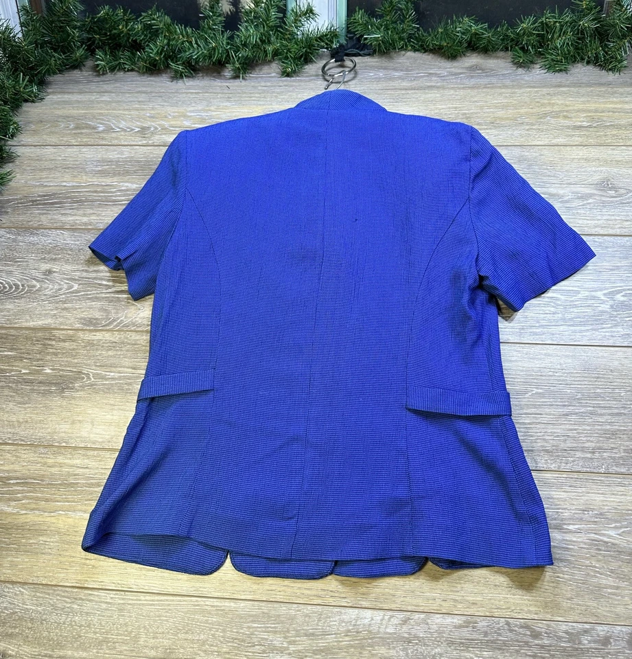 Винтажный Blazer размер 10 резинке костюм верхний синий / черный Houndstooth на Virgo сделано в США - Изображение 2 из 4