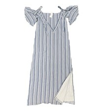 Banana Republic Off The Shoulder Maxi Dress Womens S Small Stripe Slit *NO BELT