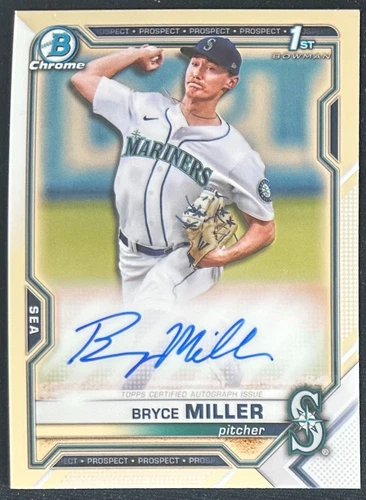 2021 Bowman Chrome Draft Bryce Miller Auto #CDA-BMI Autograph Baseball Card