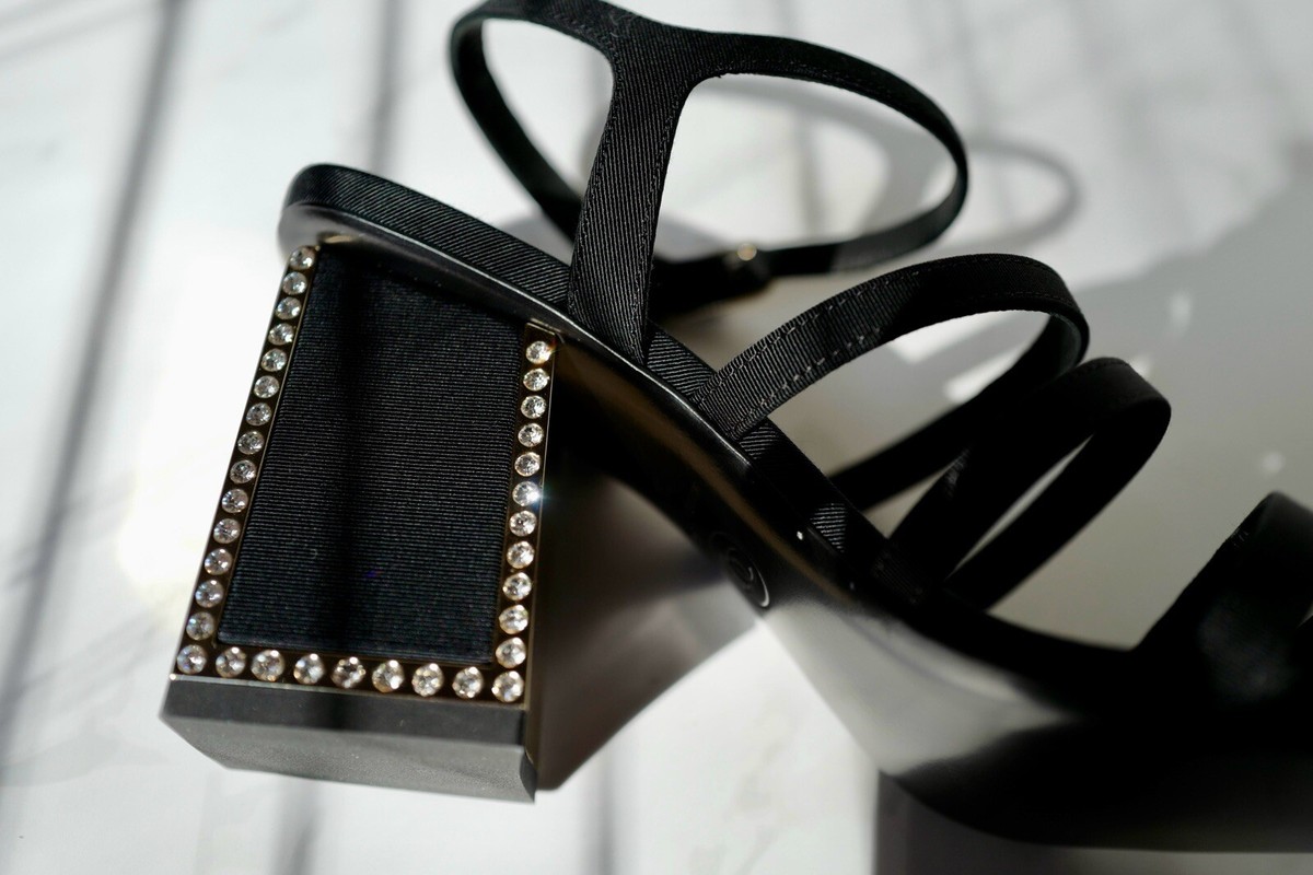 BNIB Chanel 24B Strappy Heels In Black With Crystals BNIB Chanel 24B Strappy Heels In Black With Crystals