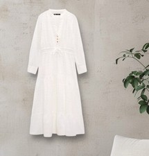 NWTZARA EMBROIDERED EYELET COMBINATION DRESS WITH LONG SLEEVES