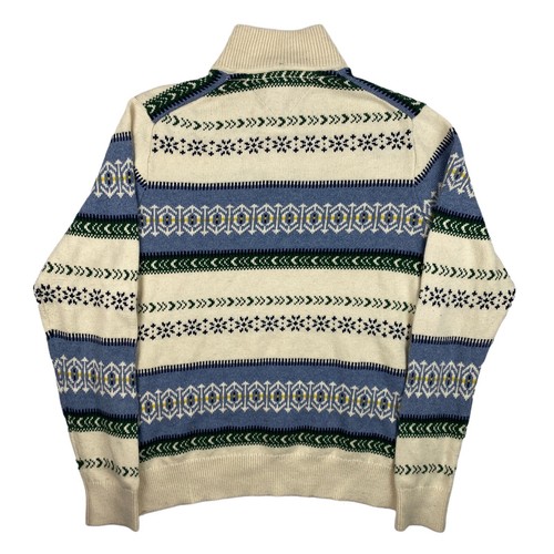 Tommy Hilfiger Sweater Mens XL Nordic Henley Mock Neck Camel Hair Striped - 第 4/6 張圖片