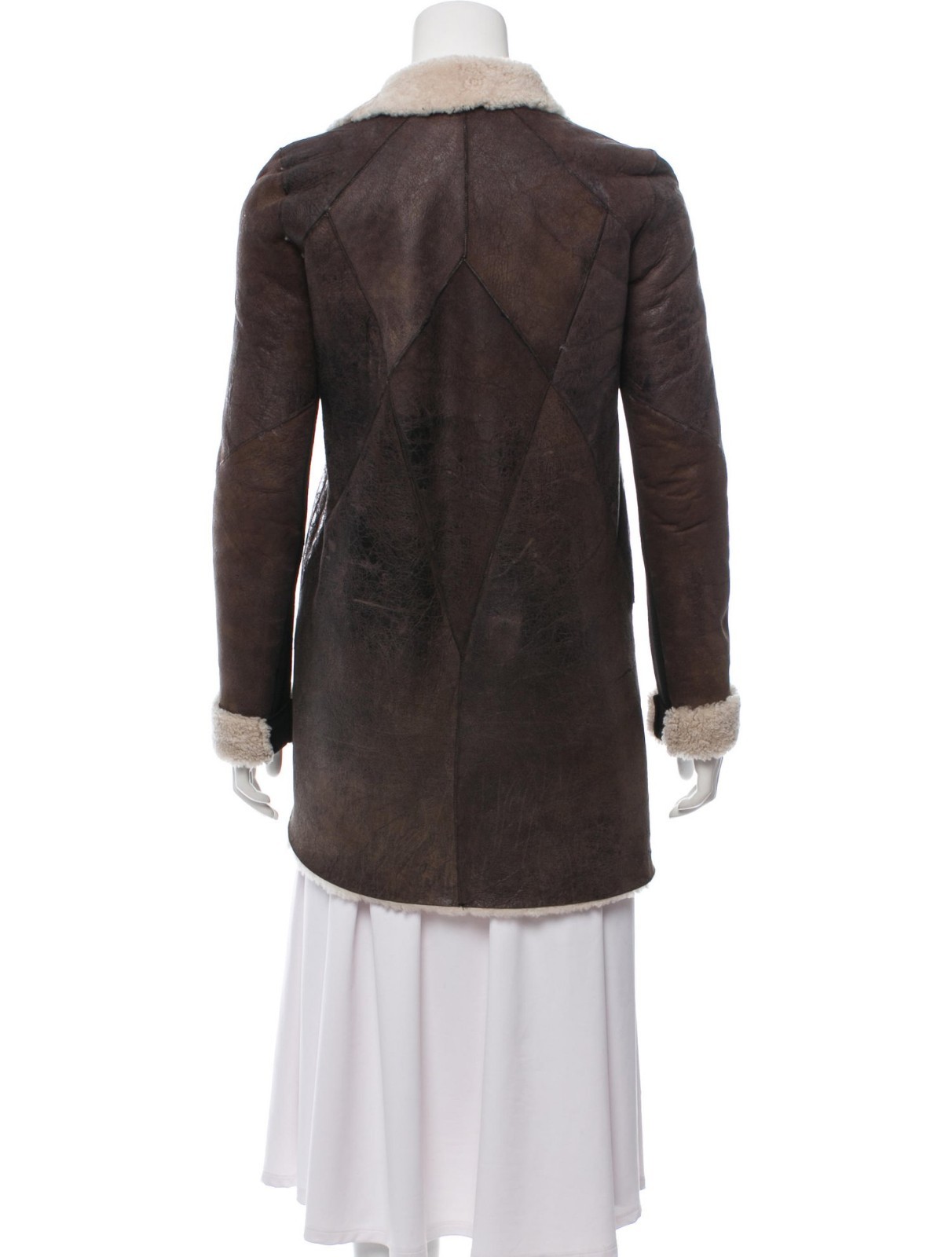 Helmut Lang $2195 Weathered Shearling Leather Jacket Coat S image 10