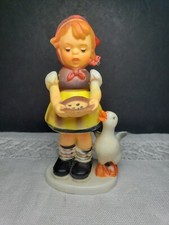 Vintage Plastic Celluloid Moveable Arms Girl With Goose Figurine Hong Kong