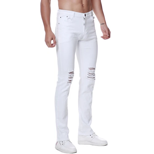 Herren Ripped Jeans Stretch Distressed Destroyed Tapered Leg Skinny Hose - Bild 47 von 51
