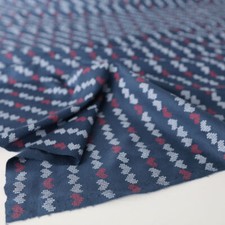 Blickdichter Designer JERSEY Stoff Weiche Baumwolle mit Herzen Muster Meterware