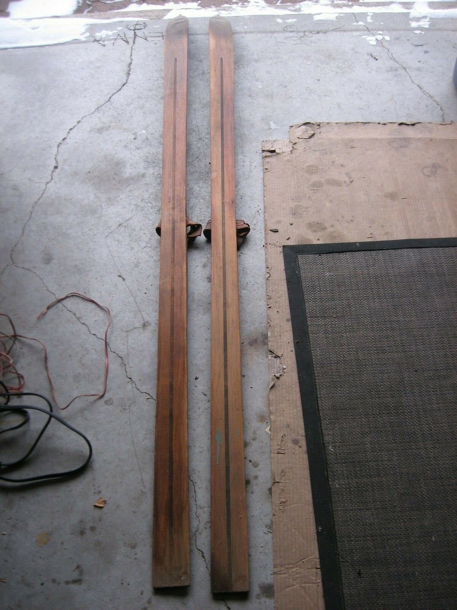 アンティーク木製スキーストック Antique Vintage Wooden snow skis 83.5