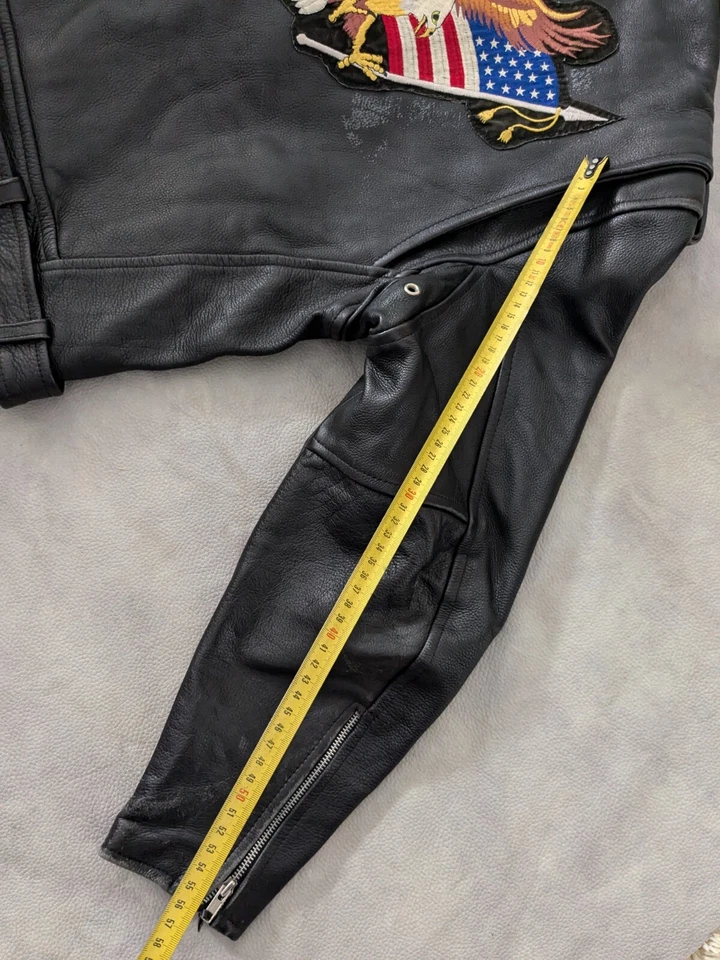 Wilsons leather Vintage moto motorcycles leather jacket zipper mens large - Imagen 4 de 4