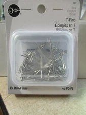 CASE OF 6 PACKS PRYM Dritz 1-3/4" Pin Steel T-PIN T PIN 40 PER PACK 240 TOTAL UF