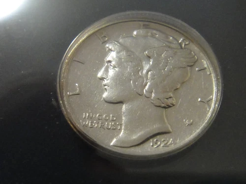 1924 P Mercury Dime ANACS AU 50 DETAILS
