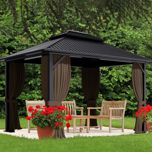 Aoodor 10'x10' Gazebo Universal Replacement Privacy Curtain Side Walls 4 Panels - Picture 3 of 13
