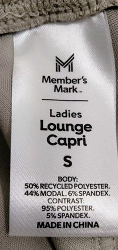 Members Mark Lounge Pants Relaxed Fit High Rise Capri Women's Size S - Picture 8 of 13