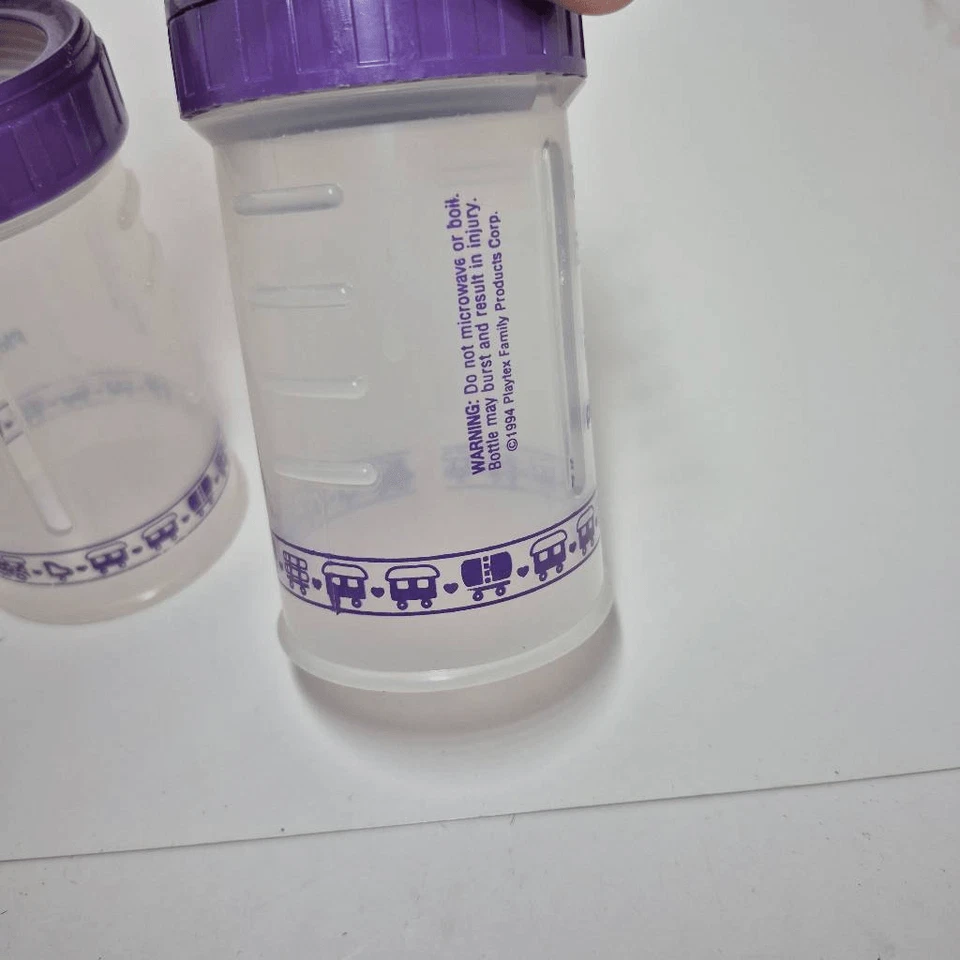 Lote De 2 De Colección Playtex Tapa Plana Bebé Gota En Biberón 4 OZ Púrpura Infantil Foto 3 de 4