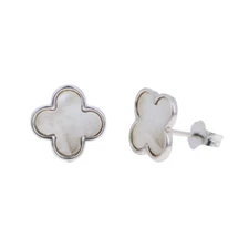 Mom's Lucky Clover Studs, Inlaid Mother of Pearl Shell Clovers, Versatile 