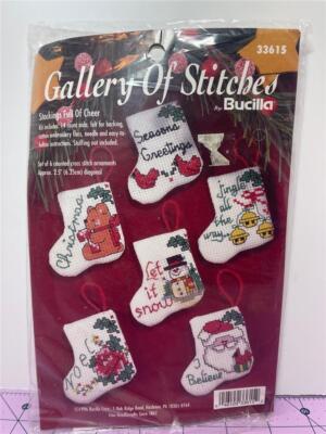 BUCILLA Gallery of Stitches Counted Cross Stitch Kit STOCKINGS FULL OF CHEER
