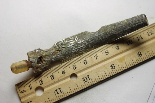 RARE genuine antique bone horn silver gilded ottoman smoking cigarette artifact - Picture 5 of 9