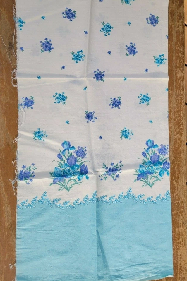 Vintage Shades of Blue & Purple Single Border Fabric Cotton 1-pc  36" W x 27" L - Image 2 of 4