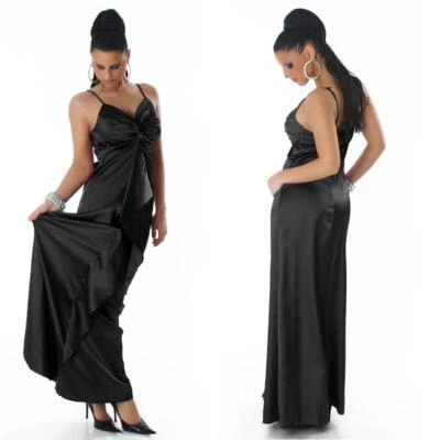 Glamouröses Gala Abendkleid aus edlem Satin Schwarz #AK361 - Bild 1 von 4