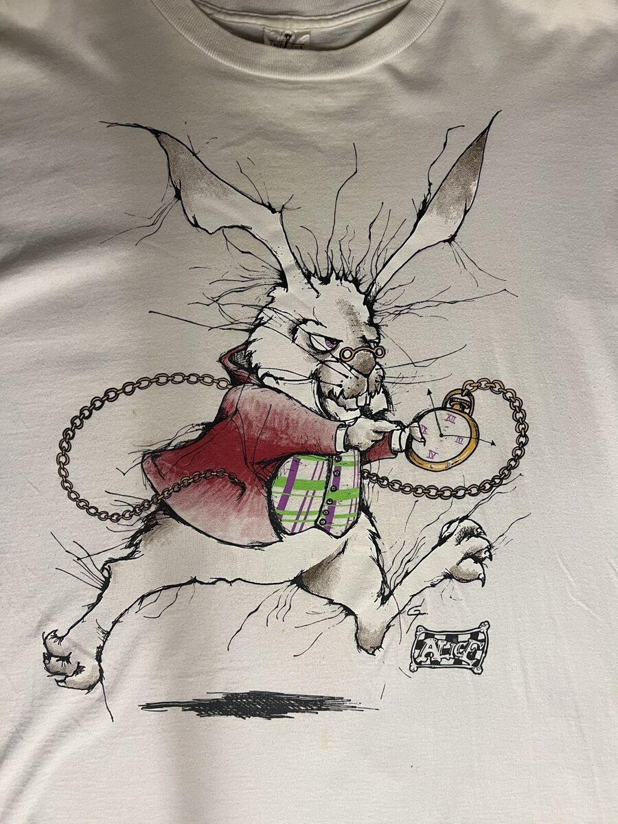VINTAGE Alice In Wonderland I'm Late Shirt Adult Extra Large VINTAGE Alice In Wonderland I'm Late Shirt Adult Extra Large