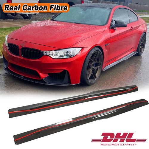 Carbon Fiber Side Skirts Extension Lip Spoiler for BMW F80 M3 F82 F83 M4 2014-19 - Foto 1 di 11