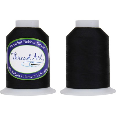 Threadart Bobbin Thread - 60wt Black - Huge Spools of 5000 Meters - White & B...