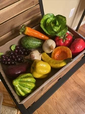 Paper Mache Fruits Vegetables Lot Of 15 Kitchen Decor Folk Art Detailed Fruits