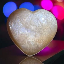 Peach Moonstone Heart Carving