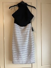 Black And White Size 8 Rare Midi Occassion Dress With Back And Strap Detail