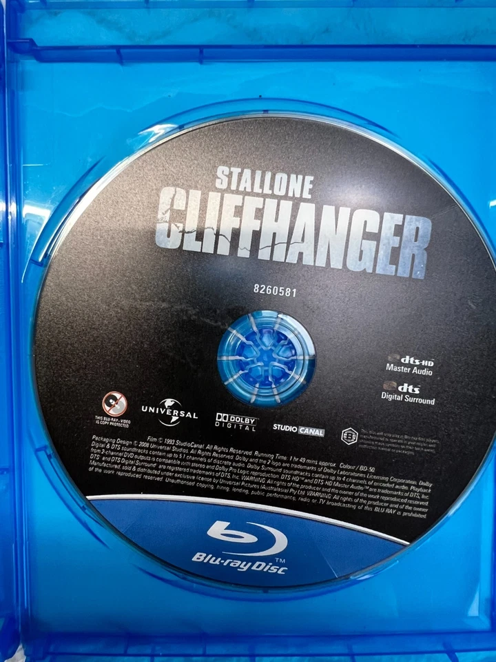 Cliffhanger Blu-ray - Region B - Stallone - Good Condition Foto 4 de 4
