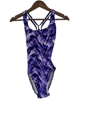 Tazas moldeadas Speedo púrpura Tie Die de una pieza talla 6 pequeñas buen estado - Imagen 1 de 4