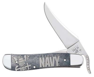 Case xx Knives USN Russlock America's Navy Eagle and Anchor Gray Bone 17722